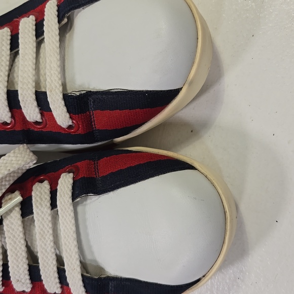 Gucci Boulevard Vintage Stripe White Leather Cursive Logo Women's Sneakers 7 - Picture 9 of 15